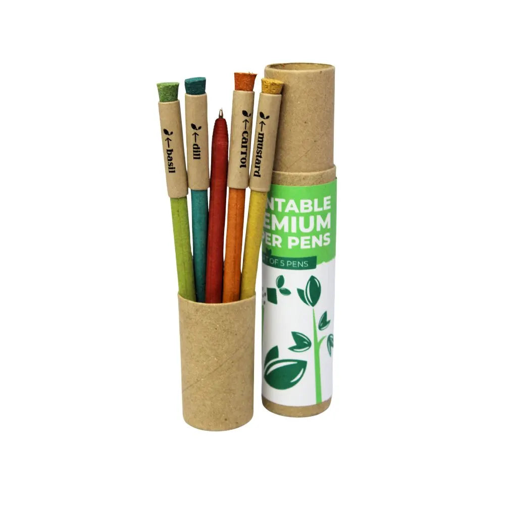 GreenTra Plantable Paper Pen Set | Giftable Eco-Friendly Seed Pens (Pack of 5)