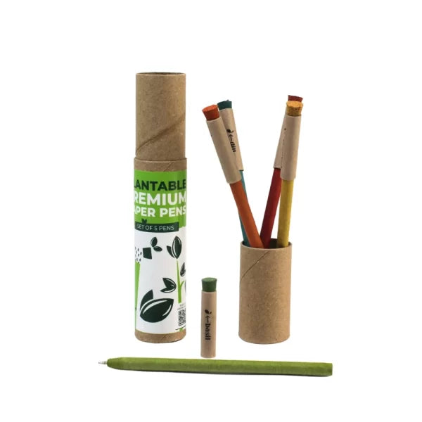 GreenTra Plantable Paper Pen Set | Giftable Eco-Friendly Seed Pens (Pack of 5)