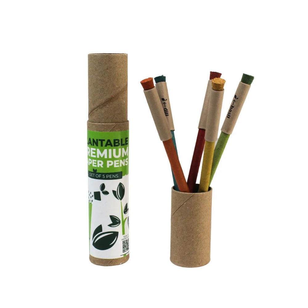 GreenTra Plantable Paper Pen Set | Giftable Eco-Friendly Seed Pens (Pack of 5)